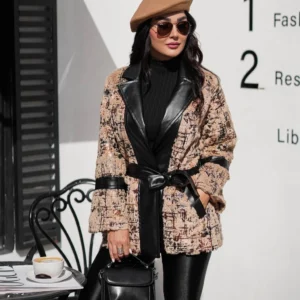 پالتو پوست ترکیب با چرم کد 169