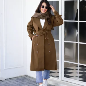 ترنج کت بارونی بلند آستردار       کد 253