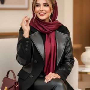 پالتو کتی ترکیبی چرم مدل رویا | کد 1120