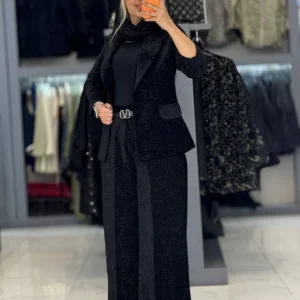 کت شلوار شقایق یقه انگلیسی با شلوار فول بگ 