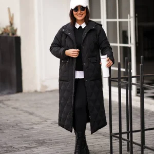 کاپشن کلاهدار بلند امبوردی مدل لیوزا (Livza) کد ۱۶۳