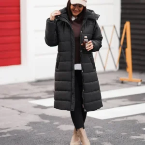 کاپشن کلاهدار بلند امبوردی مدل آتریسا کد 166 