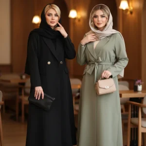 🧥 مانتو یقه انگلیسی کمربنددار مدل سیما