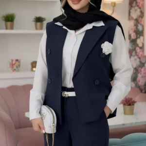 مدل سه تیکه گل شومیز+وست+شلوار 
