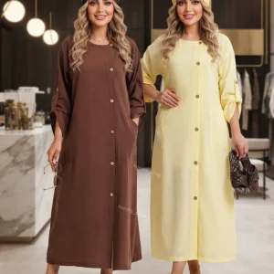 کفتان زنانه لینن زارا مدل سادیا | کفتان بلند تابستانی فری سایز