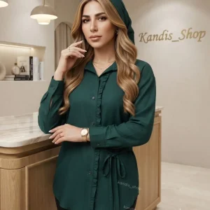 شومیز زنانه لینن اسلپ مدل نازیتا | شومیز مجلسی یقه چین دار سایز 38 تا 48